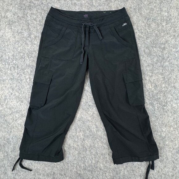 Alo Womens Cool Fit Pants Black Size Small Capri Stretch Pockets Hiking - Picture 1 of 11